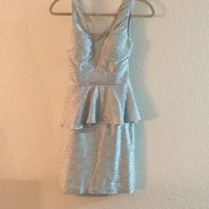 Silver peplum cocktail dress